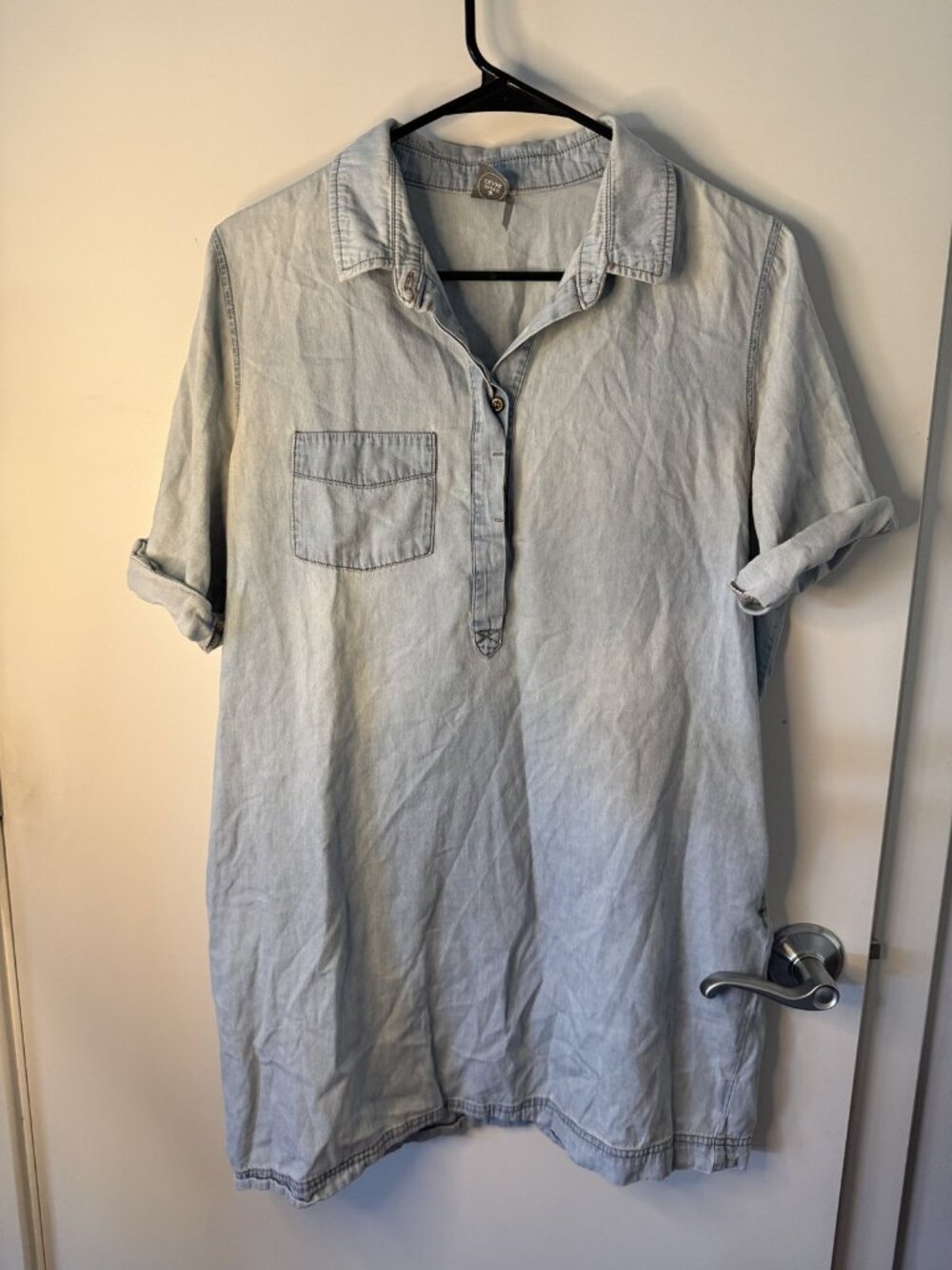 Grey Chambray Short Sleeve Popover Shirt